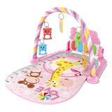 Tapete De Atividades Bebê C/ 5 Mobiles E Piano Musical Rosa 