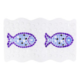 Tapete De Box Aqua Retangular 59x34cm Peixe Incolor/azul 