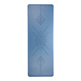 Tapete De Yoga Azul Estampado Tribal Borracha Natural 4mm 
