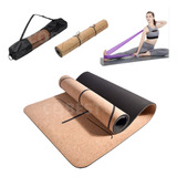 Tapete De Yoga Cortiça Tpe Faixa Elástica Theraband Pilates