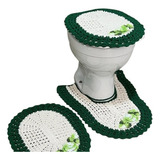 Tapete Em Croche Para Banheiro Jogo Com 3pç - Mega Oferta