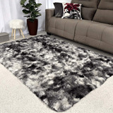 Tapete Sala Quarto Peludo Felpudo Luxo 150 X 100 Cm Cor Cinza Mesclado Desenho Do Tecido Liso