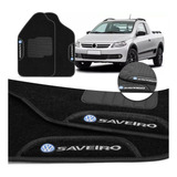Tapete Saveiro G5 2010 2011 2012 2013 Carpete Preto Bordado