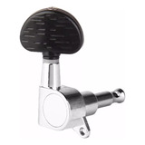 Tarraxa Blindada Violão Aço 3+3 Cromada Botão Preto