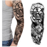 Tatuagem Falsa Temporaria - Leão E Lobo - Braço Inteiro