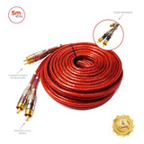 Tech One Svart Cabo Rca Prime Dupla Blindagem Cobre 5 Metros 5mm Vermelho