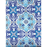 Tecido Jacquard Estampado Azulejo Português Azul
