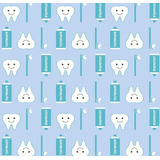 Tecido Tricoline Estampado Dentinhos Azul 100% Algodão