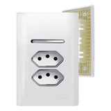 Tecla Simples Com Tomada 10a E 20a Branco Novara (5 Peças)