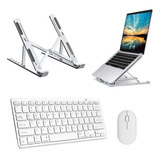Teclado, Mouse Bluetooth, Suporte Branco P Notebook Positivo