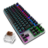 Teclado Gamer Adamantiun Mini Shuriken Ak01 Qwerty Português Brasil Cor Cinza Com Luz Rainbow