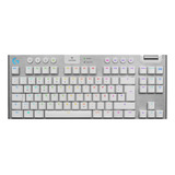 Teclado Gamer Bluetooth Logitech G Serie G G915 Tkl Qwerty Inglês Us Cor Branco Com Luz Rgb