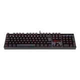 Teclado Gamer Mecânico Mitra Vermelho Switch Red Redragon