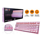 Teclado Gamer Oex Wolf Tc605 Qwerty Português Brasil Cor Rosa Com Luz Rainbow