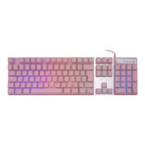 Teclado Gamer Pink Prismatic Oex Tc205 Qwerty Led Rosa