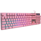 Teclado Gamer Pink Prismatic Tc205 Rosa - Oex