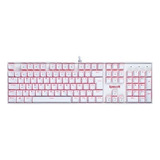 Teclado Gamer Redragon Mitra K551 Qwerty Português Brasil Cor Branco Com Luz Vermelho