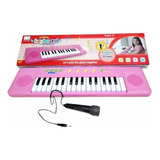 Teclado Infantil Musical 32 Teclas Keys Com Microfone Piano