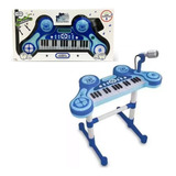Teclado Infantil Piano Eletronico C/ Microfone E Luz Azul