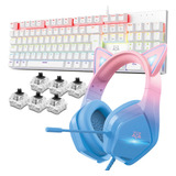 Teclado Mecânico Gamer Computador Pc Abnt2 Headset Fone Rgb
