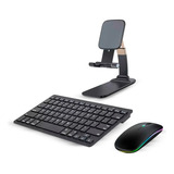 Teclado + Mouse Bluetooth + Suporte Para iPad Geração 8g/9g Cor Preto