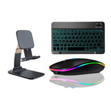 Teclado Mouse Luz Suport P/ Tab A7 Lite S6 Lite S7 iPad 8 9