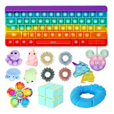 Teclado Pop Fidget Toy Pop Bolha Sensorial Toy 14pc Kit