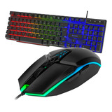 Teclado Semi Mecanico Abnt2 E Mouse Gamer 3200 Dpi 6 Botões Iluminado Led Rgb + Brinde Evolut 