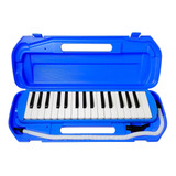 Teclado Sopro Escaleta Pianica 32 Teclas Csr Azul Com Case