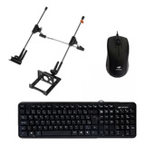 Teclado Usb Kb-11bk Mouse Usb Ms-20bk Suporte Notebook Apoio