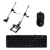 Teclado Usb Kb-15bk Mouse Ms-31bk C3tech + Suporte Notebook