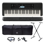 Teclado Yamaha Portátil 61 Teclas Psr E383 Kit Capa Suporte
