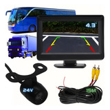 Tela 4.3 Lcd Camera De Ré 24v Para Caminhao Cabo 15 Metros
