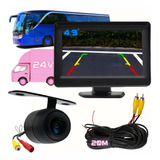 Tela 4.3 Lcd Camera De Ré 24v Para Caminhao Cabo 20 Metros
