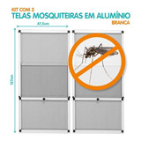 Tela Mosquiteira Em Alumínio Altura Regulável Branco- Kit 2