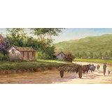 Tela Para Quadro 100x50 Cm Paisagem Carroca Cana
