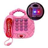 Telefone Criança Musical Com Som E Luz Rosa Menina À Pilha