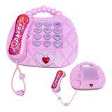 Telefone Infantil Criança Musical Sons Luzes Rosa Presente