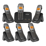 Telefone Sem Fio Com 2 Linhas E 6 Ramais Base + 5 Extensões