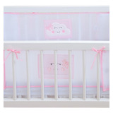 Telinha Protetora Respirável Para Mini Berço - Nuvem Rosa