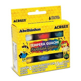 Tempera Guache Acrilex Fantasia Glitter C /6 Cores 15ml
