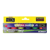 Tempera Guache Neon Acrilex - C/ 6 Cores 15 Ml Original Nf