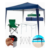 Tenda Gazebo 3x3 Sanfonado C/ Mesa Cadeira Bolsa Transporte
