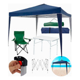 Tenda Gazebo 3x3 Sanfonado C/ Mesa Cadeira Bolsa Transporte