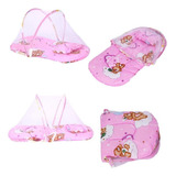 Tenda Mosquiteiro Berço Dobrável Rosa Portátil Infantil