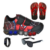 Tenis De Led Masculino Infantil Homem Aranha Meninos Brindes