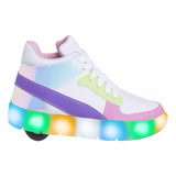 Tenis De Rodinha Infantil Feminino Luz Led Que Pisca Velcro