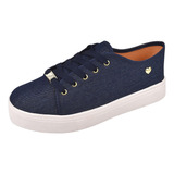 Tênis Feminino Pingente Coração Sapatenis Casual Confortável