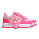 Tênis Infantil Menina Barbie Rosa Lançamento Escolar Casual