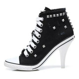 Tênis Jeans De Salto Com Spikes Sneakers Luxo Pronta Entrega